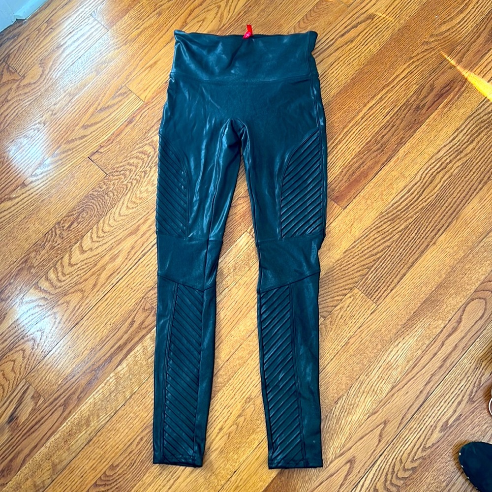 Black SPANX leather leggings